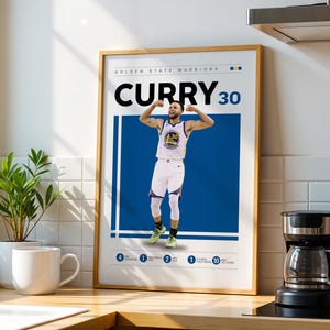 Póster de Steph Curry, impresión de los Warriors de la NBA, regalos de baloncesto, póster deportivo, póster de jugador de la NBA, arte mural de baloncesto 2
