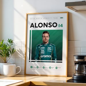 Fernando Alonso Poster, Aston Martin F1 Print, F1 Gifts, Sports Poster, Formula 1 Poster, F1 Wall Art 1