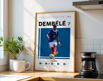 Ousmane Dembele Poster, France football Print, Soccer Gifts, Sports Poster, Football Player Poster, Soccer Wall Art 92