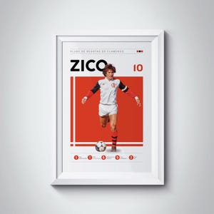 Póster de Zico Brasil, arte del Flamengo (descarga digital) imagen 2