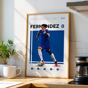Pôster de Enzo Fernandez, impressão do Chelsea, presentes de futebol, pôster esportivo, pôster de jogador de futebol, arte de parede de futebol 20