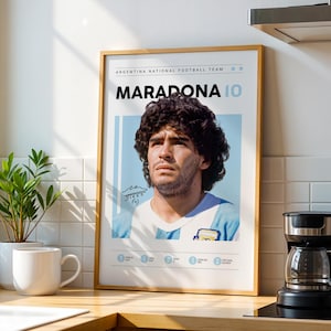 Diego Maradona Poster, Argentina football Print, Soccer Gifts, Sports Poster, Football Player Poster, Soccer Wall Art 24