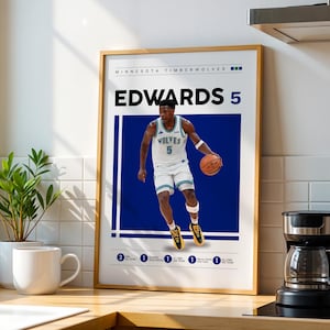 Anthony Edwards Poster, Minnesota Timberwolves NBA Print, Basketball Gifts, Sports Poster, NBA Player Poster, Basketball Wall Art 9