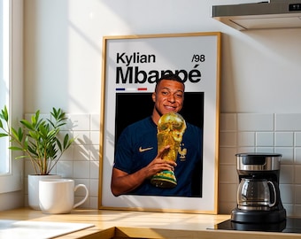Kylian Mbappe France Soccer Poster: Sports Bedroom Wall Art (Digital Download)