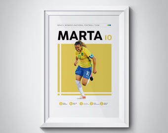 Marta Brazil Soccer Poster: Sports Bedroom Wall Art (Digital Download)
