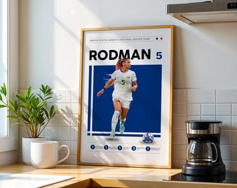Plakat piłkarski Trinity Rodman: wydruk artystyczny USA Football (pobranie cyfrowe)