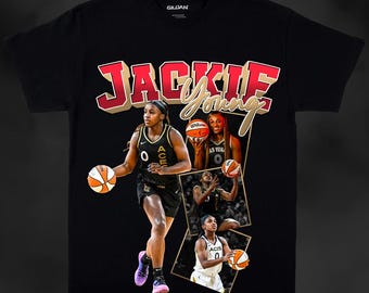 Jackie Young-png hoge kwaliteit | Las Vegas Aces | Vintage basketbalshirt met graphic | Digitale download | WNBA-clipart
