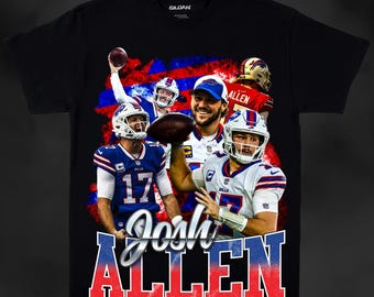 Josh Allen PNG T Shirt Design | Buffalo Bills | NFL Vintage Graphic Tee Design | Digital Download