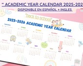 Academic Year Planner 2025-2026- Printable PDF Calendar A4 A3 - Digital School Planner for GoodNotes and Tablet-English Español