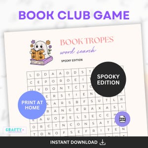 Bookish Word Search Puzzle - Book Tropes, Spooky Edition | halloween book club icebreaker game, word find, horror tropes, cozy fall activity