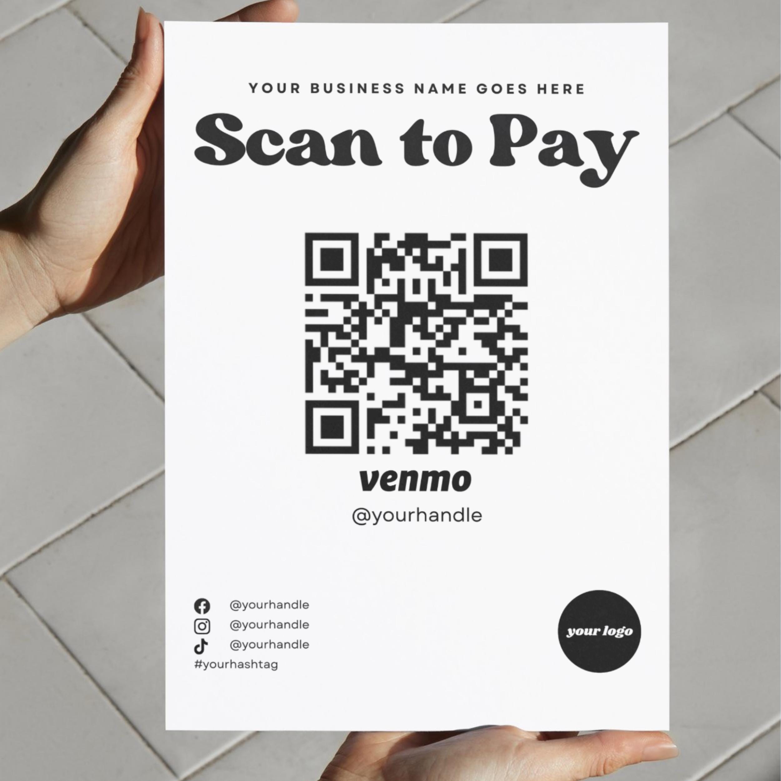 Editable Scan to Pay QR Code Sign Template | 12 Templates, Payment ...