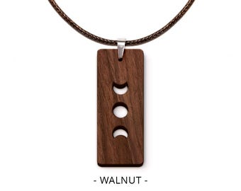 Phases of the Moon Pendant - Sustainable Irish Wooden Jewellery, Hypoallergenic, Recycled Whiskey Barrel, Minimalist, Gift for him