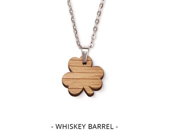 Shamrock Pendant - Sustainable Irish Wooden Jewellery, Hypoallergenic, Recycled Whiskey Barrel, Minimalist, Irish gift