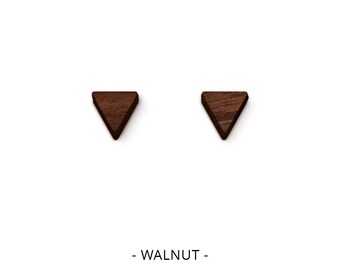 Triangle Stud Earrings - Sustainable Irish Wooden Jewellery, Hypoallergenic, Recycled Whiskey Barrel, Minimalist, Celtic, Nordic Earrings