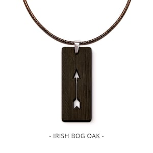BOG OAK Arrow Pendant - Sustainable Irish Wooden Jewellery, Black Wood, Whiskey Barrel, Minimalist, Celtic, Nordic, Ancient Irish Bog Oak