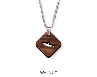 Salmon of Wisdom Pendant - Sustainable Irish Wooden Jewellery, Hypoallergenic, Recycled Whiskey Barrel, Minimalist, Celtic, Nordic, Irish
