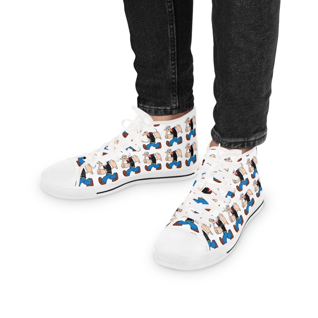 Popeye Classic White High-top Sneakers for Men - Fun