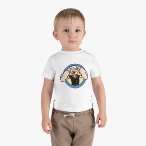 Camiseta infantil con dibujos animados de Popeye, camiseta para bebé, camiseta para niño, top para niño pequeño, ropa de jersey de algodón con estampado de aceite de oliva