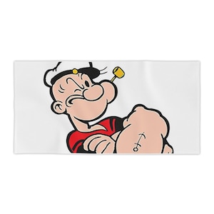 Winking Popeye Beach Towel - Fun 30x60 Cartoon Character Pool Towel, Novelty Large Bath Towel for Summer Vacation, Nautical Theme Bathroom