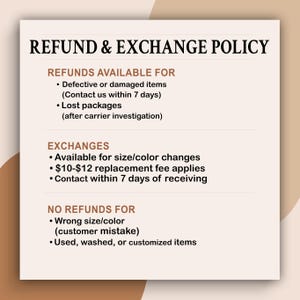 a poster with the words refund and exchange policy