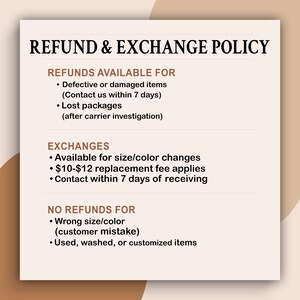 a poster with the words refund and exchange policy