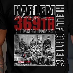 Harlem Hellfighters Shirt, Army Veteran Gifts, 369th Infantry Black Military History Solid Black Blend