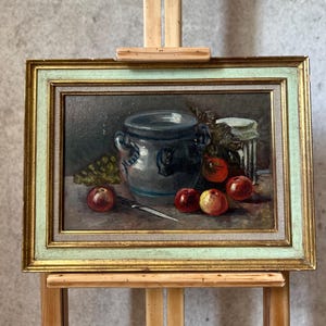 Framed French Vintage Still Life Oil Painting