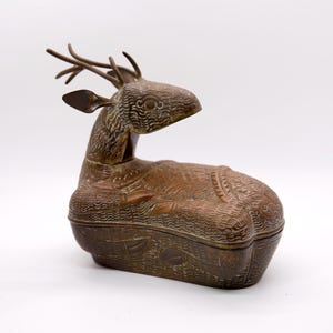 Rare Vintage Brass Deer Container. Cambodian Betel Box