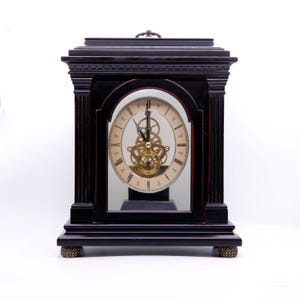 Vintage Bombay Company table top Miniature Grandfather Brass Clock Mantle Clock battery operated