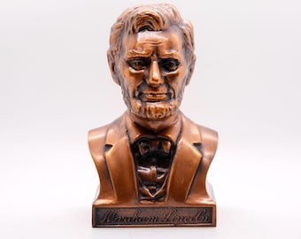 Vintage Abraham Lincoln Coin Bank: Cast Metal Advertising, 6"
