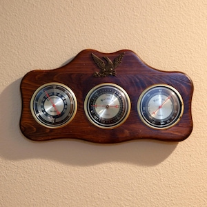 Vintage Verichron Instrument Thermometer Barometer Humidity Meter With Eagle