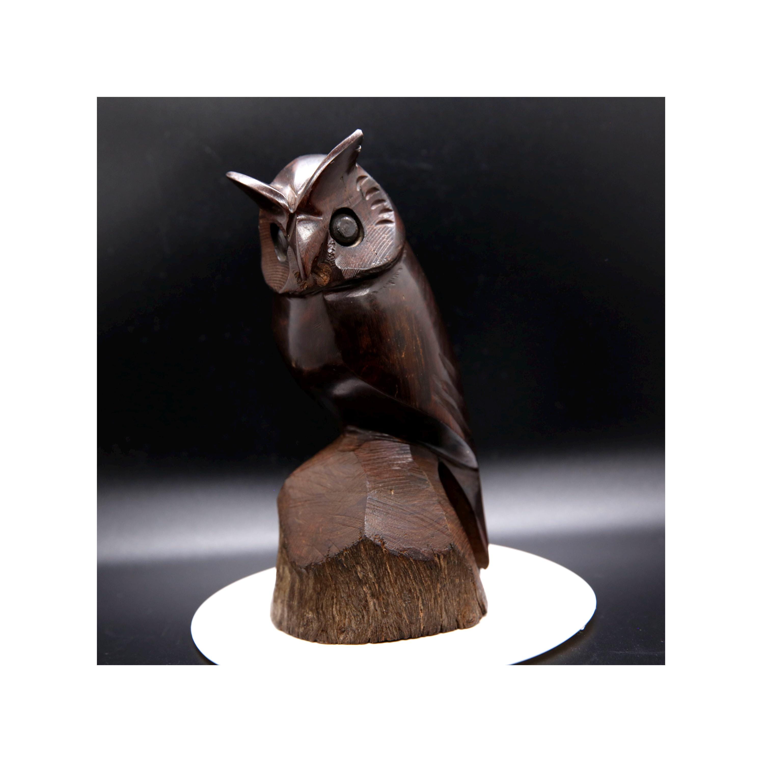 Vintage IronWood Hand Carved Owl Statue Figurine 7.5"