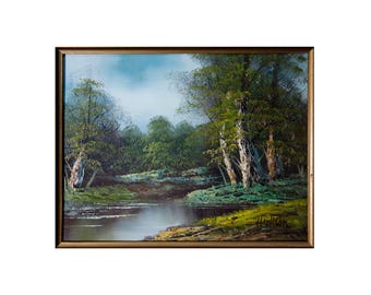 Original Oil Painting On Canvas Landscape Framed Signed 17“x15"