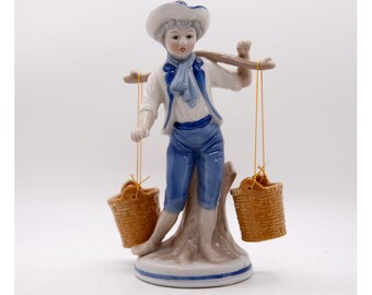 Vintage Porcelain Blue Boy With Buckets figurine