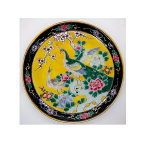 Vintage Japanese Hand painted Porcelain Charger Plate Peacock Pheasant Bird 9.5&quot;
