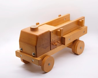 Vintage Handmade Solid Wood Toy Truck (12"x6"x5")