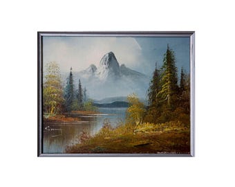 Original Oil Painting On Board Landscape Framed Signed 17"x15"