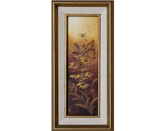 Original Oil Painting On Canvas daisies Framed Signed 16"x8"