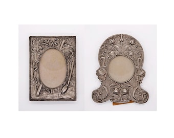Vintage Pewter Picture Frames: Round & Oval, 6x4"