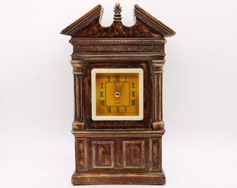 Vintage Quartz Mantel Brass Look Clock 9 Inch Tall Tested
