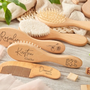 Personalized Baby Brush and Comb Set,Wooden Baby Hairbrush,Engraved Wood Name Brush,Baby Shower,New Mom Gifts,Baby Girl Gifts,Newborn Gifts