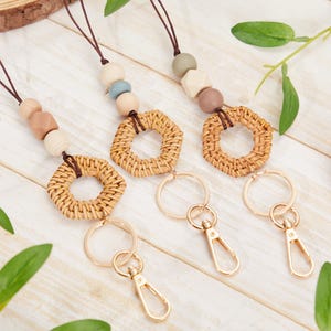 Schlüsselband für Lehrer,Lanyard aus Holz,Lanyard aus Holz,Perlen Schlüsselband,Holzperlen,Boho Lehrer,Ausweishalter,Perlen Schlüsselband Lehrer,Geschenk für Lehrer