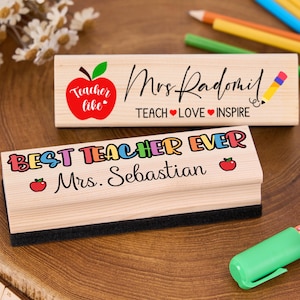 Custom Chalkboard Eraser,Wooden Blackboard Eraser Set For Teacher,Whiteboard Eraser With Marker,Back to School Gift,Preschool Teacher Gift