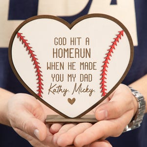 Father’s Day Baseball Sign,Personalized Baseball Sign Softball,Custom Fathers Gifts,Grandpa Present,God Hit a Homerun,Baseball Gifts For Dad