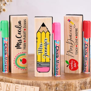 Personalized Teacher Appreciation Gift,Teacher Whiteboard Eraser Set,Custom Name Chalkboard Eraser,Teacher Gift From Student,Thank You Gift