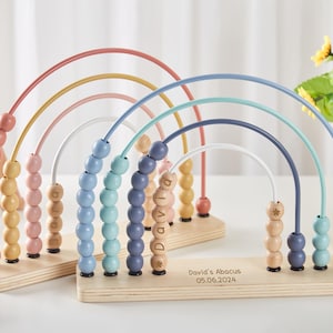 Personalized Baby Rainbow Abacus,Wooden Engraved Baby Abacus,Baby Nursery Decor, Montessori,Counting Tool,Baby Shower Gift,1st Birthday Gift