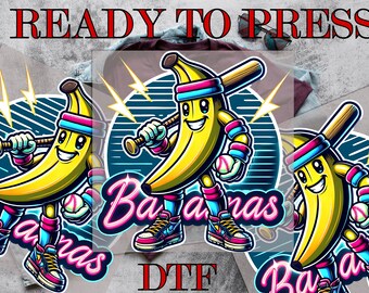 Bananas Baseball DTF Transfer, Funny Bananas Baseball, Funny Baseball, Let's Go Bananas, Direct to Film, Ready To Press, DTF Prints