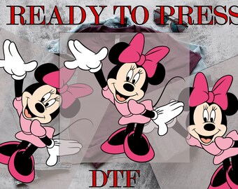 Minnie Mouse DTF Transfer, Minnie Mouse Disney DTF, Minnie Mouse Waving DTF, Direct to Film, Ready To Press, Prints
