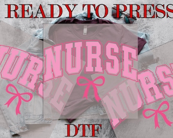 Coquette Nurse DTF Transfer, Nurse Pink Coquette Bow DTF, Pink Nurse Coquette Bow, Direct to Film, Ready To Press, Prints