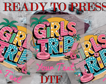 Custom Tropical Girls Trip DTF Transfer, Your Text Personalized Girls Trip DTF Transfer, Direct to Film, Ready To Press, DTF Prints